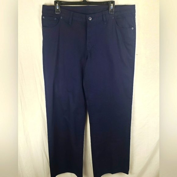 NWOT Norma Kamali Navy Straight Leg Jeans Sz 16 - Picture 1 of 10
